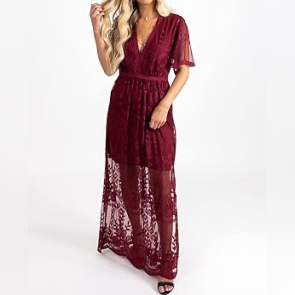 Red shorts play suit with lace cover